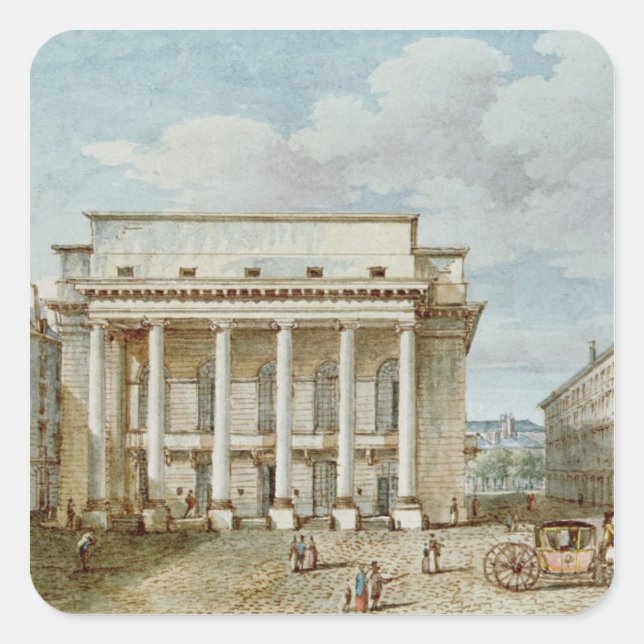 View of the Facade of the Theatre Italien Square Sticker (Front)