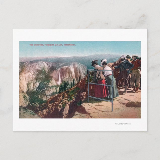 View of the Fissures and Yosemite Valley Postcard (Front)