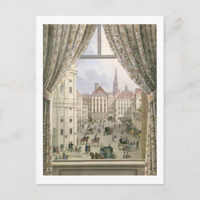 View of the Freyung, Vienna, 1825 (gouache on pape Postcard (Front)