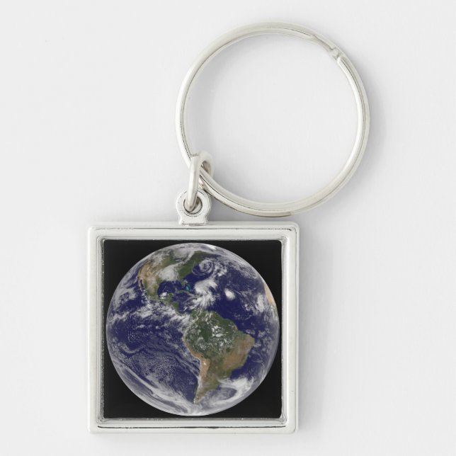 View of the full Earth and four storm systems Key Ring (Front)