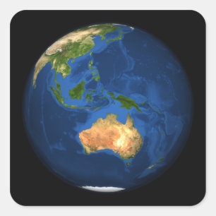 View of the full Earth showing Indonesia, Ocean Square Sticker