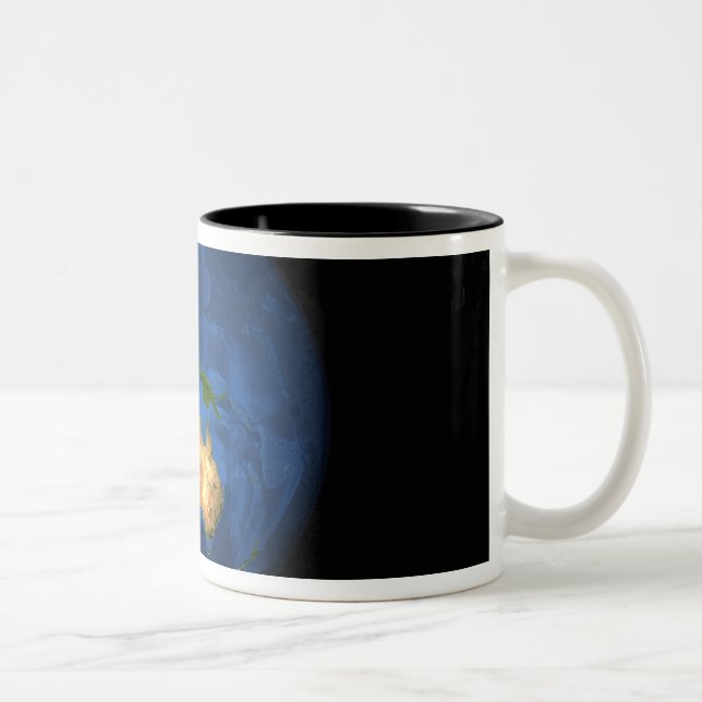 View of the full Earth showing Indonesia, Ocean Two-Tone Coffee Mug (Right)