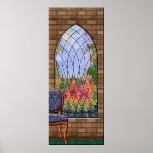 View Of The Garden Through Chapel Window Poster