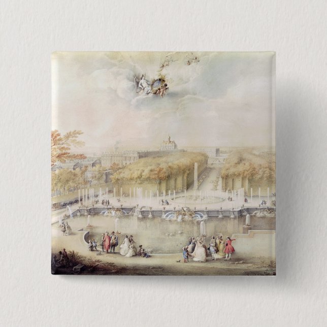 View of the Gardens and the Chateau of Versailles 15 Cm Square Badge (Front)
