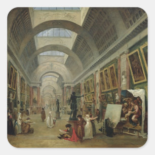 View of the Grand Gallery of the Louvre, 1796 Square Sticker