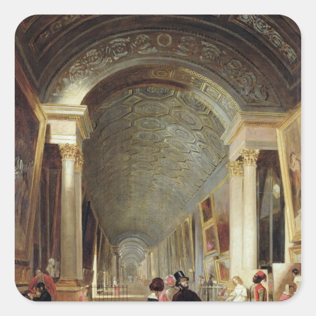 View of the Grande Galerie of the Louvre, 1841 Square Sticker (Front)