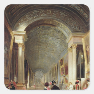 View of the Grande Galerie of the Louvre, 1841 Square Sticker