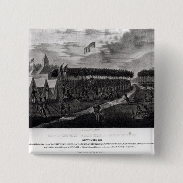 View of the Great Treaty Held at Prairie du 15 Cm Square Badge (Front)