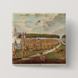 View of the Great Treaty Held at Prairie du 15 Cm Square Badge