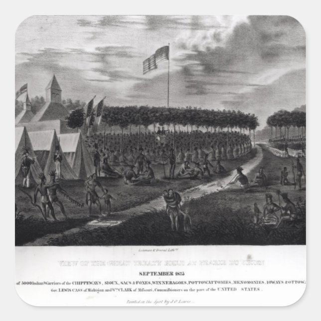 View of the Great Treaty Held at Prairie du Square Sticker (Front)