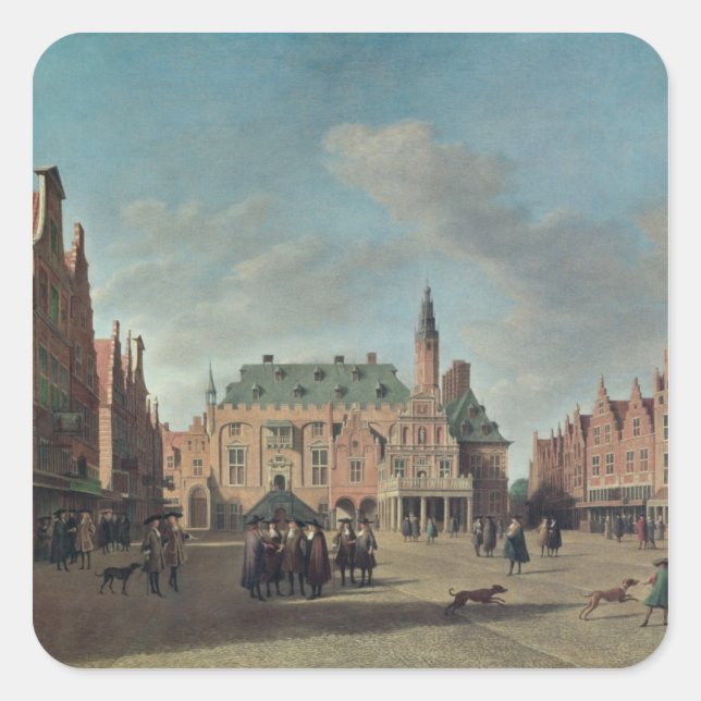 View of the Grote Markt in Haarlem Square Sticker (Front)