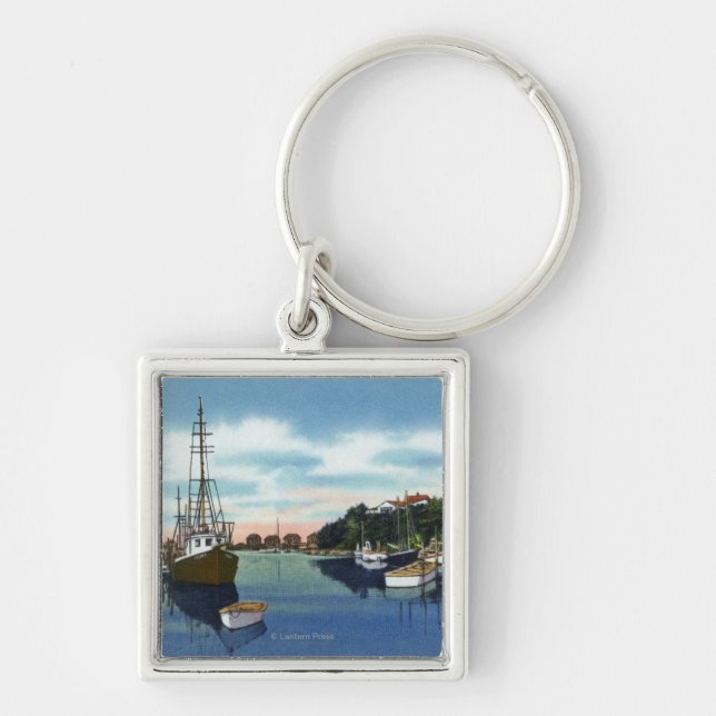 View of the Harbour, Martha's Vineyard Key Ring (Front)