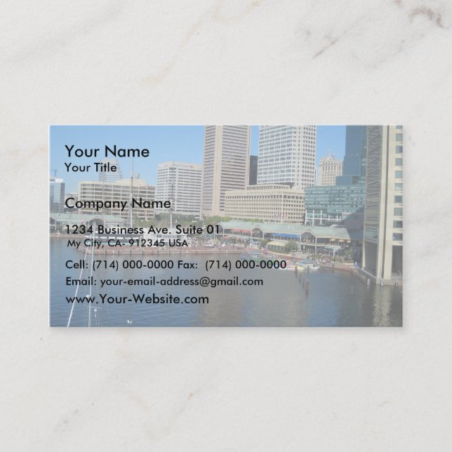 View Of The Inner Harbour Area At Baltimore, Md. Business Card (Front)