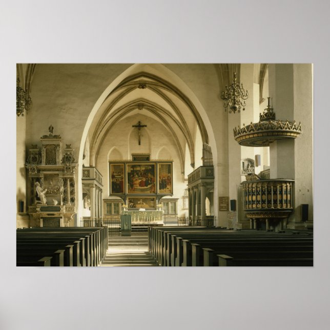 View of the interior of the church with poster (Front)