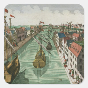 View of the Kettel Gate in Delft (engraving) Square Sticker