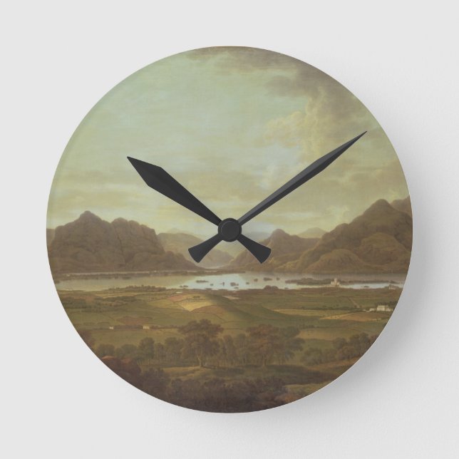 View of the Lakes and Mountains of Killarney, Irel Round Clock (Front)