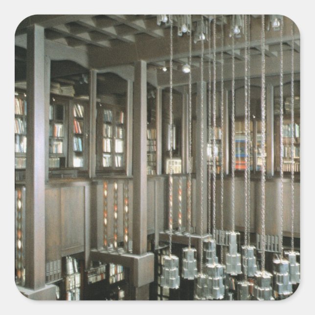 View of the library, built 1897-99 square sticker (Front)