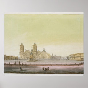 View of the main square in Mexico City (colour eng Poster