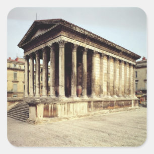 View of the Maison Carree, c.19 BC Square Sticker