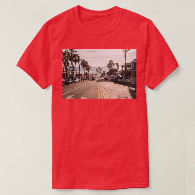 View of the Manhattan Beach Pier as seen from down T-Shirt (Design Front)