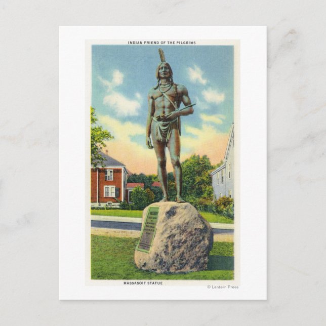 View of the Massasoit Statue # 2 Postcard (Front)