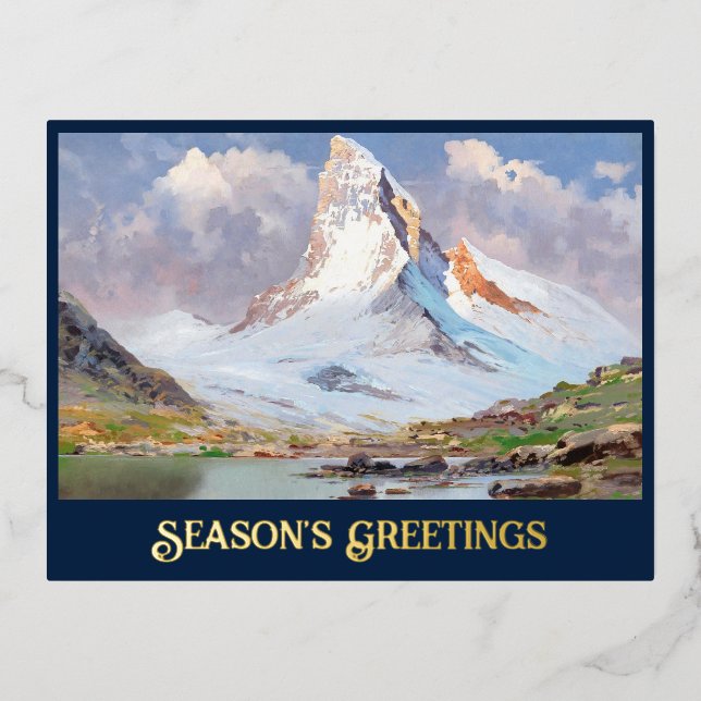 View of the Matterhorn, Foil Holiday Postcard (Front)