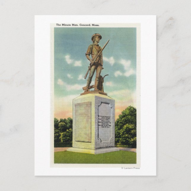 View of the Minute Man Statue Postcard (Front)