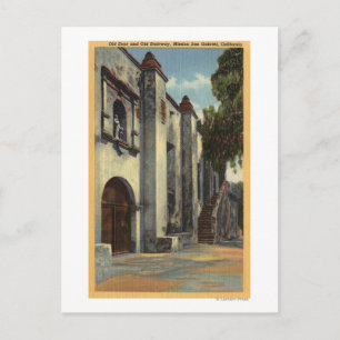View of the Mission's Doors & Stairway Postcard