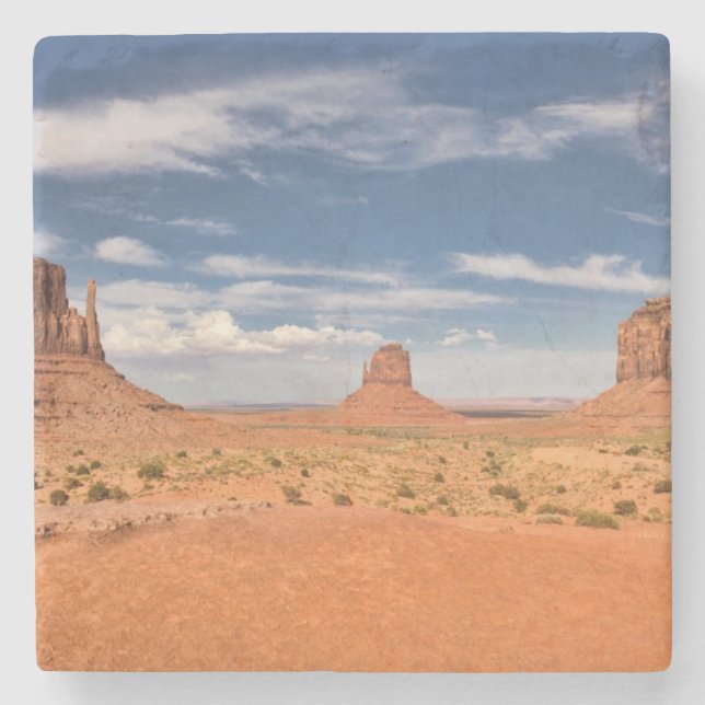 View of the Mittens, Monument Valley Stone Coaster (Front)