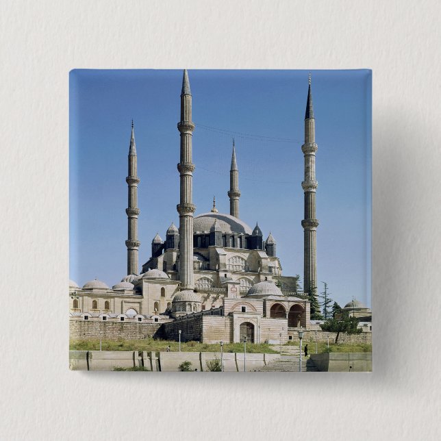 View of the mosque, Ottoman, built c.1569-75 15 Cm Square Badge (Front)