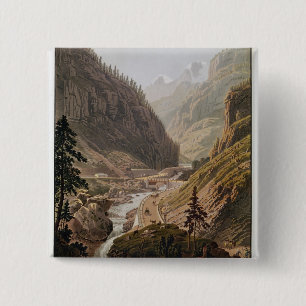 View of the New Simplon Pass, 1811 15 Cm Square Badge