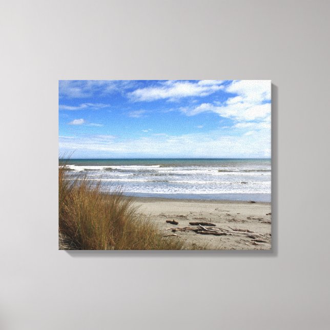 View of the ocean & beach from the dunes canvas print (Front)