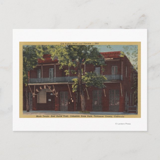 View of the Old Fallon Hotel & Theatre (1860) Postcard (Front)