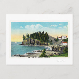 View of the Owl's Head Lighthouse and Owl's Rock Postcard