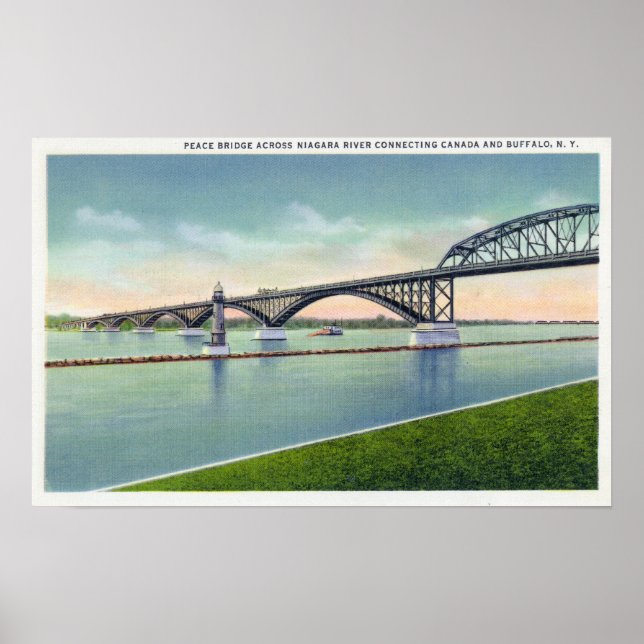 View of the Peace Bridge over Niagara River Poster (Front)