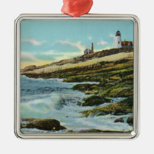 View of the Pemaquid Lighthouse Metal Tree Decoration
