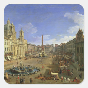 View of the Piazza Navona, Rome Square Sticker