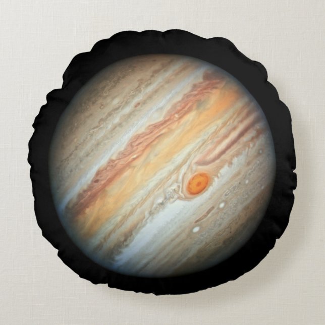View of the Planet Jupiter (Hubble Telescope) Round Cushion (Front)