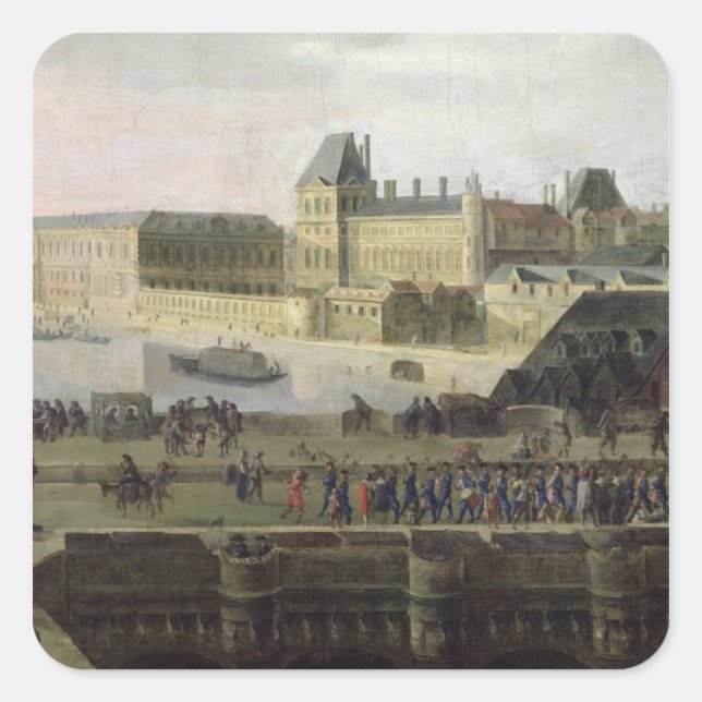 View of the Pont-Neuf and the River Seine Square Sticker (Front)