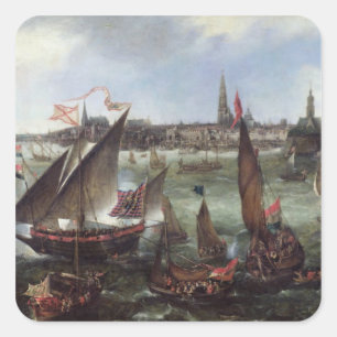 View of the Port of Antwerp Square Sticker