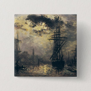 View of the Port, or The Windmills in 15 Cm Square Badge