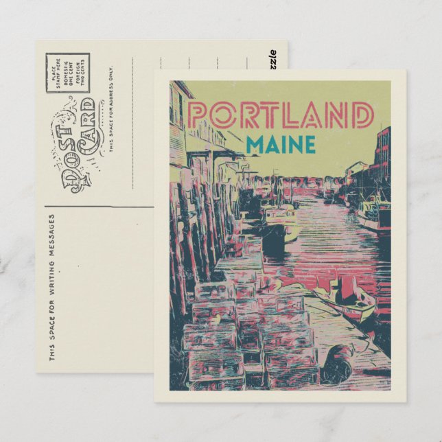 View of the port Portland Maine USA Postcard (Front/Back)