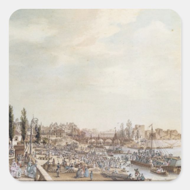 View of the Port Saint-Paul, Paris, 1782 Square Sticker (Front)