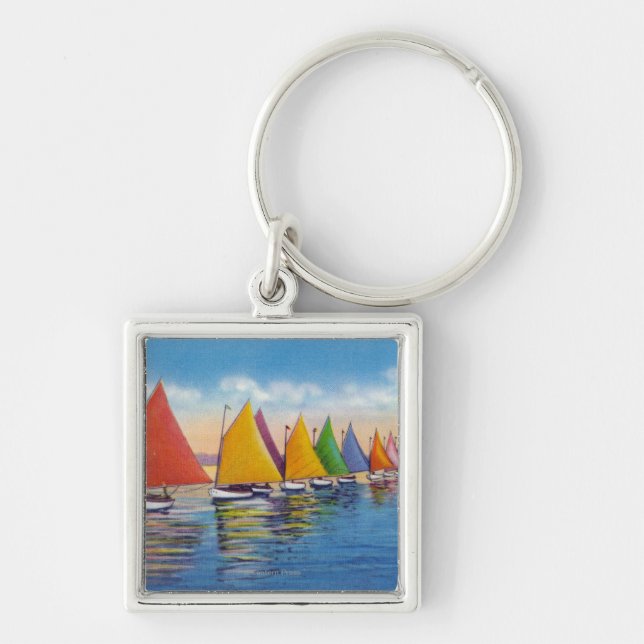 View of the Rainbow Sailboat Fleet Key Ring (Front)