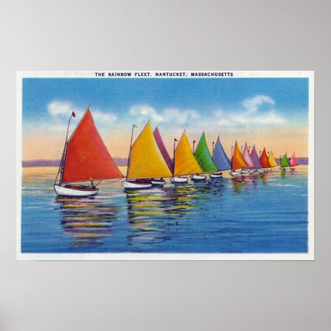 View of the Rainbow Sailboat Fleet Poster (Front)