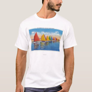 View of the Rainbow Sailboat Fleet T-Shirt