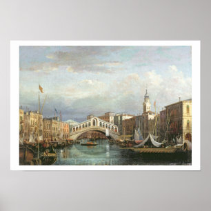 View of the Rialto Bridge in Venice Poster