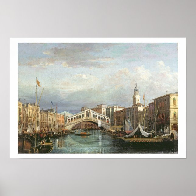 View of the Rialto Bridge in Venice Poster (Front)