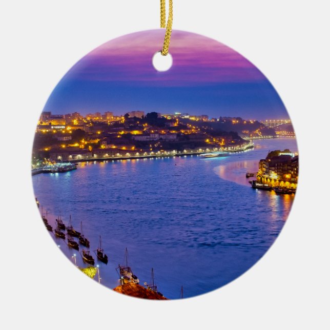 View of the river Douro  Ceramic Tree Decoration (Front)