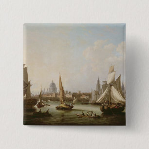 View of the River Thames 15 Cm Square Badge